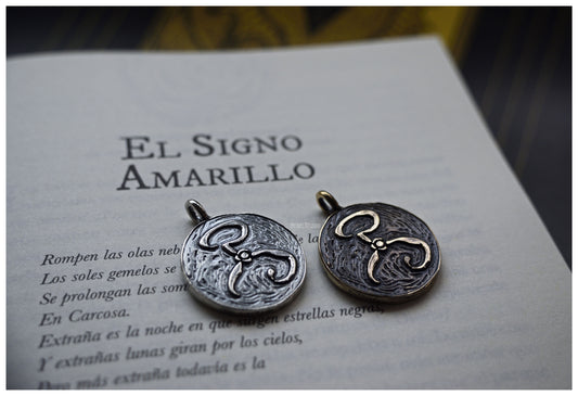 Yellow Sign Pendant Silver or bronze