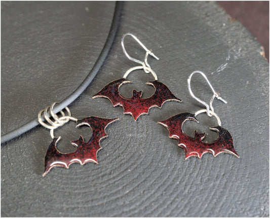 Colgante y pendientes muerciélago Nadja edición especial esmalte