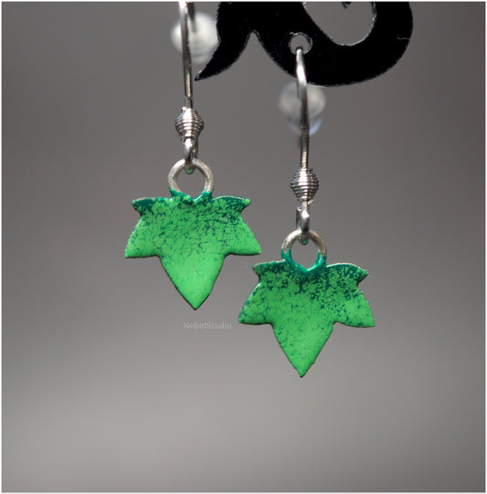 Pendientes Hoja de Hiedra Esmaltado Verde Mini