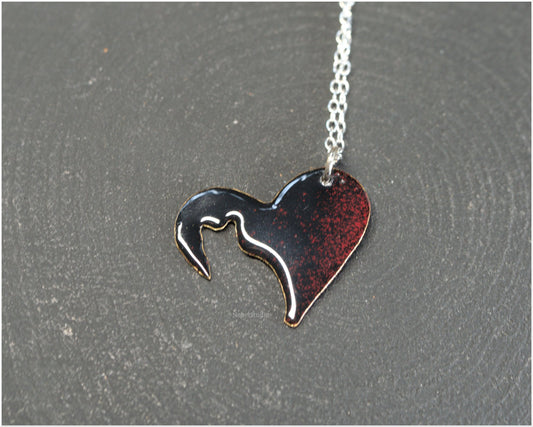 Colgante y pendientes corazón con gato