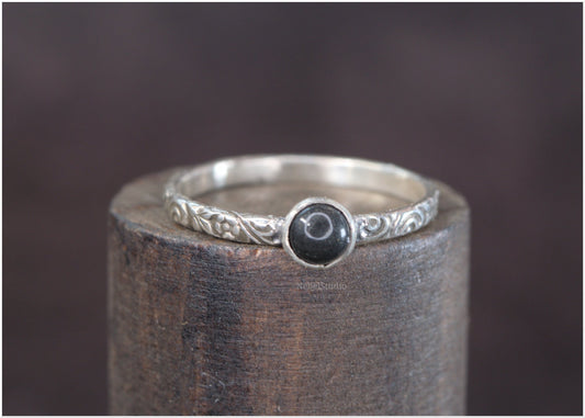 Anillo Rose plata con Obsidiana