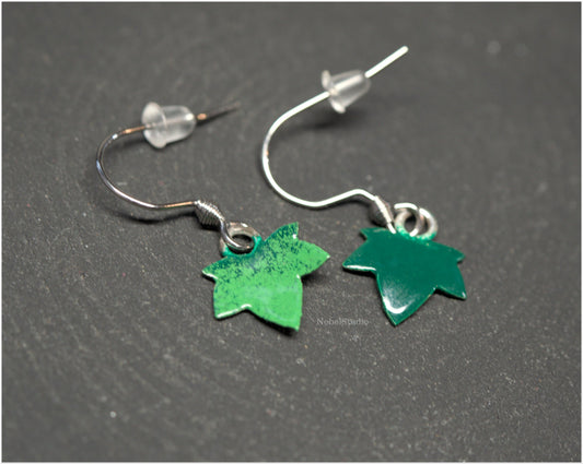 Pendientes Hoja de Hiedra Esmaltado Verde Mini