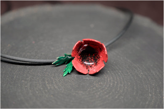 Colgante Amapola Roja Sencilla Esmaltado