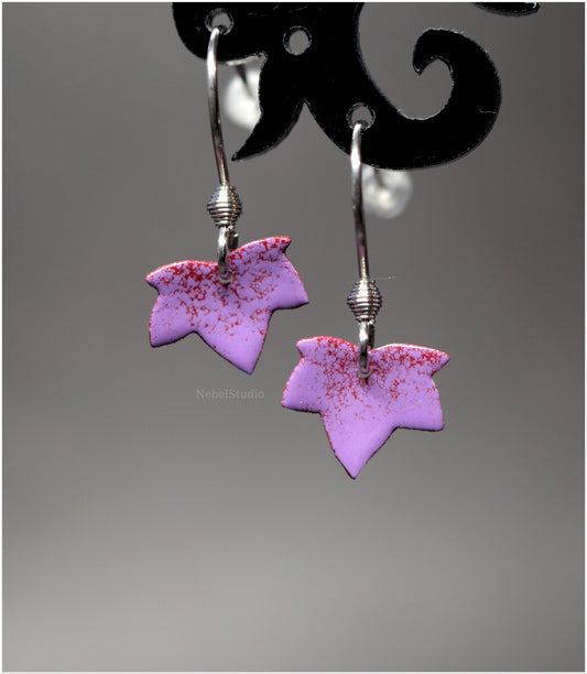 Pendientes Hoja de Hiedra Esmaltado Violeta Mini
