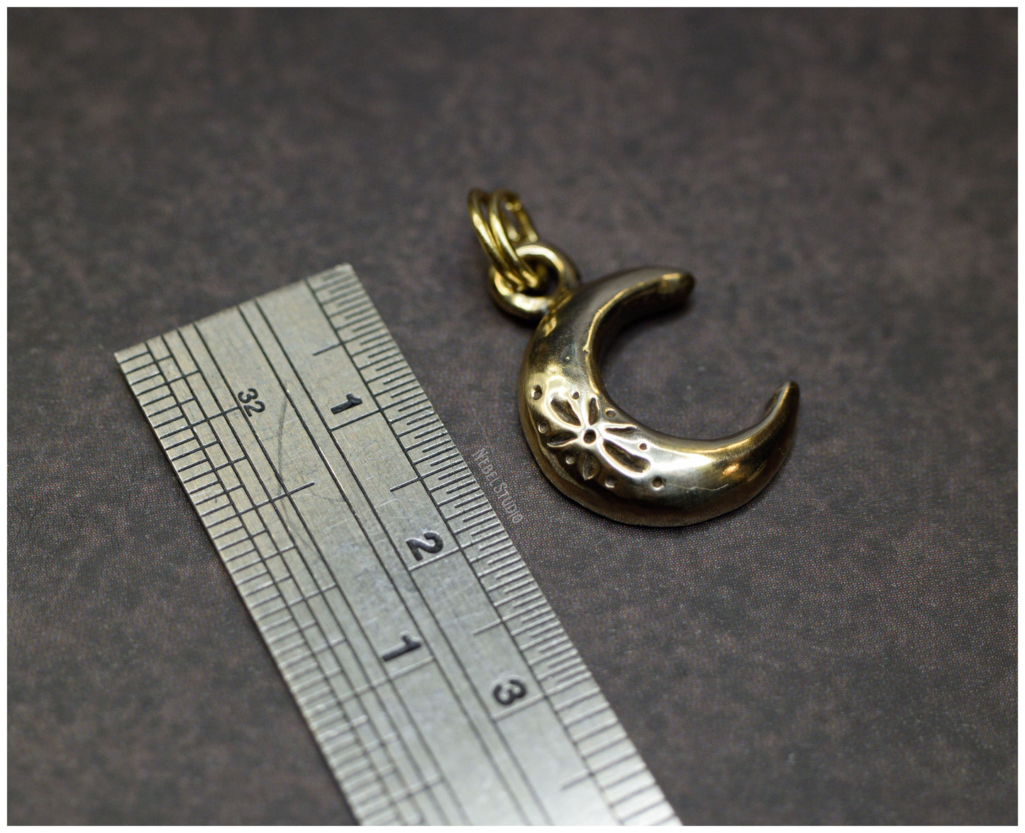 Silver or bronze moon pendant