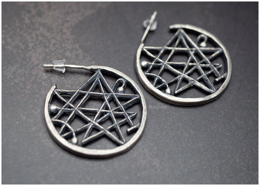Pendientes Necronomicon símbolo plata