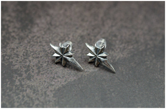 Pendientes estrella Ad Astra tamaño pequeño plata lado