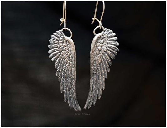 Pendientes alas ángel Damiel plata frente