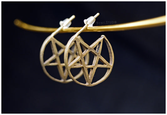 Pendientes pentáculo estrella Bewitched medida pequeña bronce