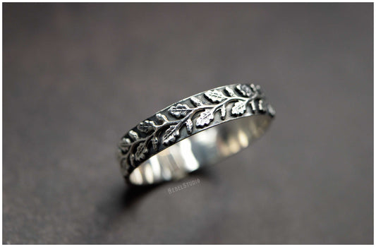 Anillo Hojas de Roble plata