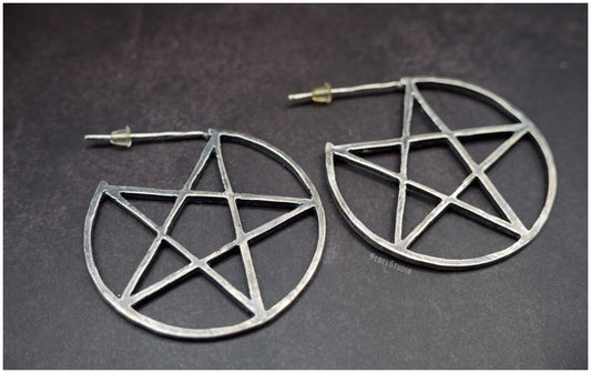 Pendientes pentáculo estrella Bewitched medida grande plata