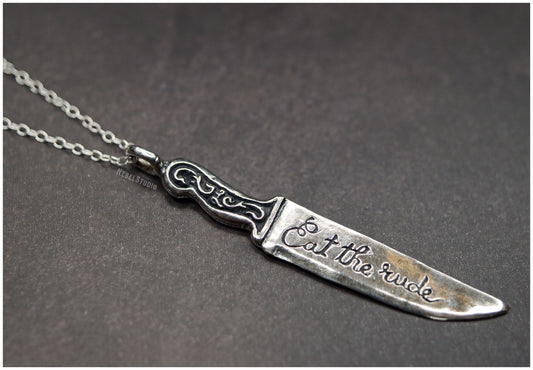 Colgante cuchillo Hannibal plata con cadena detalle