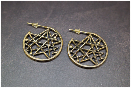 Pendientes Necronomicon símbolo bronce