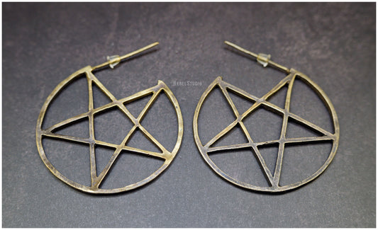 Pendientes pentáculo estrella Bewitched medida grande bronce