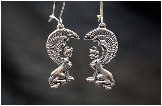 Pendientes Oráculo del Sur Puerta Esfinges plata frente