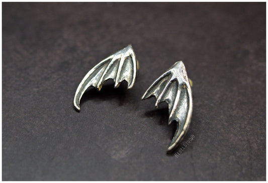 Pendientes Alas de dragón plata Tamaño mediano presión