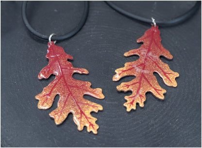 Colgante Hoja de Roble Otoño Esmaltado