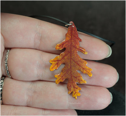 Colgante Hoja de Roble Otoño Esmaltado