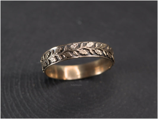 Anillo Hojas de Roble Bronce