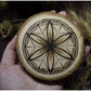 Hexafoil Web pyrographed wood