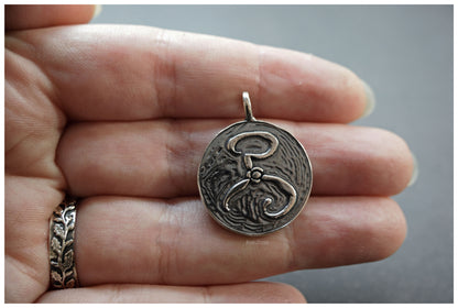 Yellow Sign Pendant Silver or bronze 