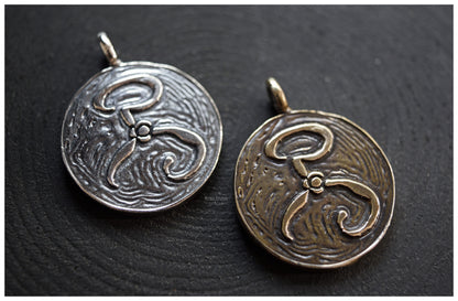 Yellow Sign Pendant Silver or bronze 