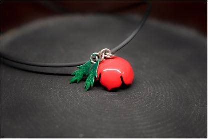 Red Poppy simple pendant enamel