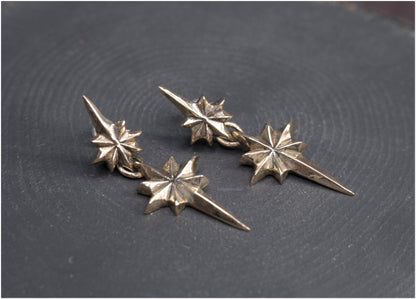 Pendientes estrellas dobles Ad Astra tamaño mediano bronce