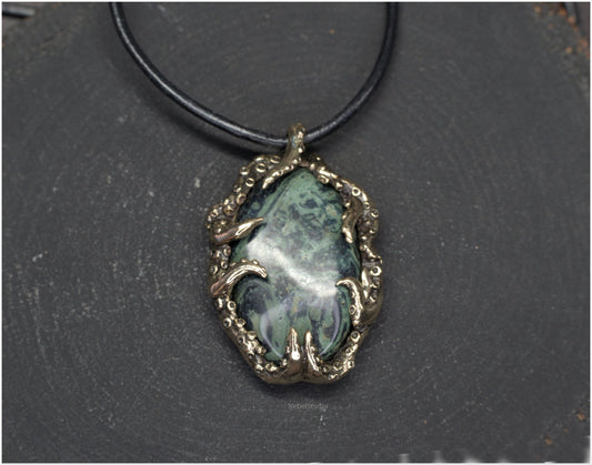 Pendant Pulp Nouveau Bronze and Kambaba Jasper OOAK 4