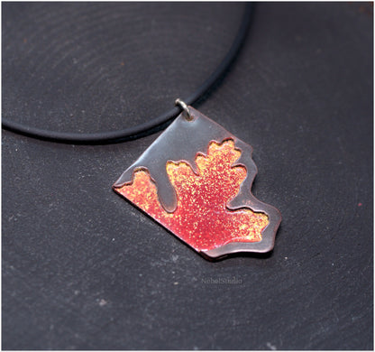 Oak green brass big pendant enamel