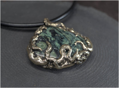 Pendant Pulp Nouveau Bronze and Kambaba Jasper OOAK 5