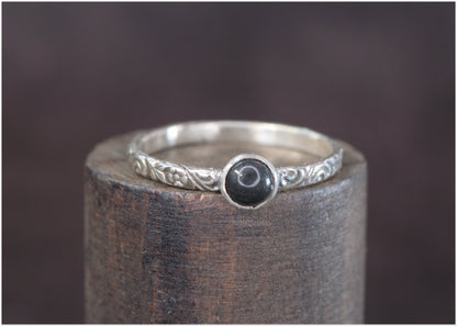 Liquidación- Anillo Rose plata con Obsidiana