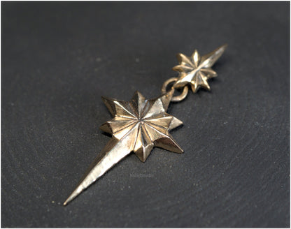 Colgante estrella doble Ad Astra tamaño grande plata o bronce