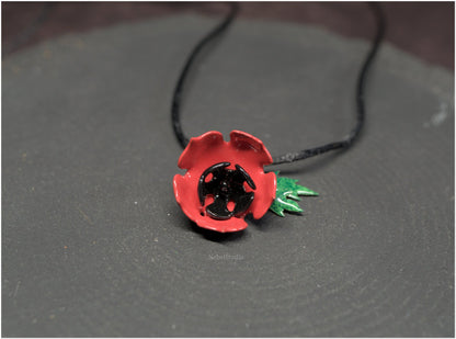 Red Poppy pendant enamel
