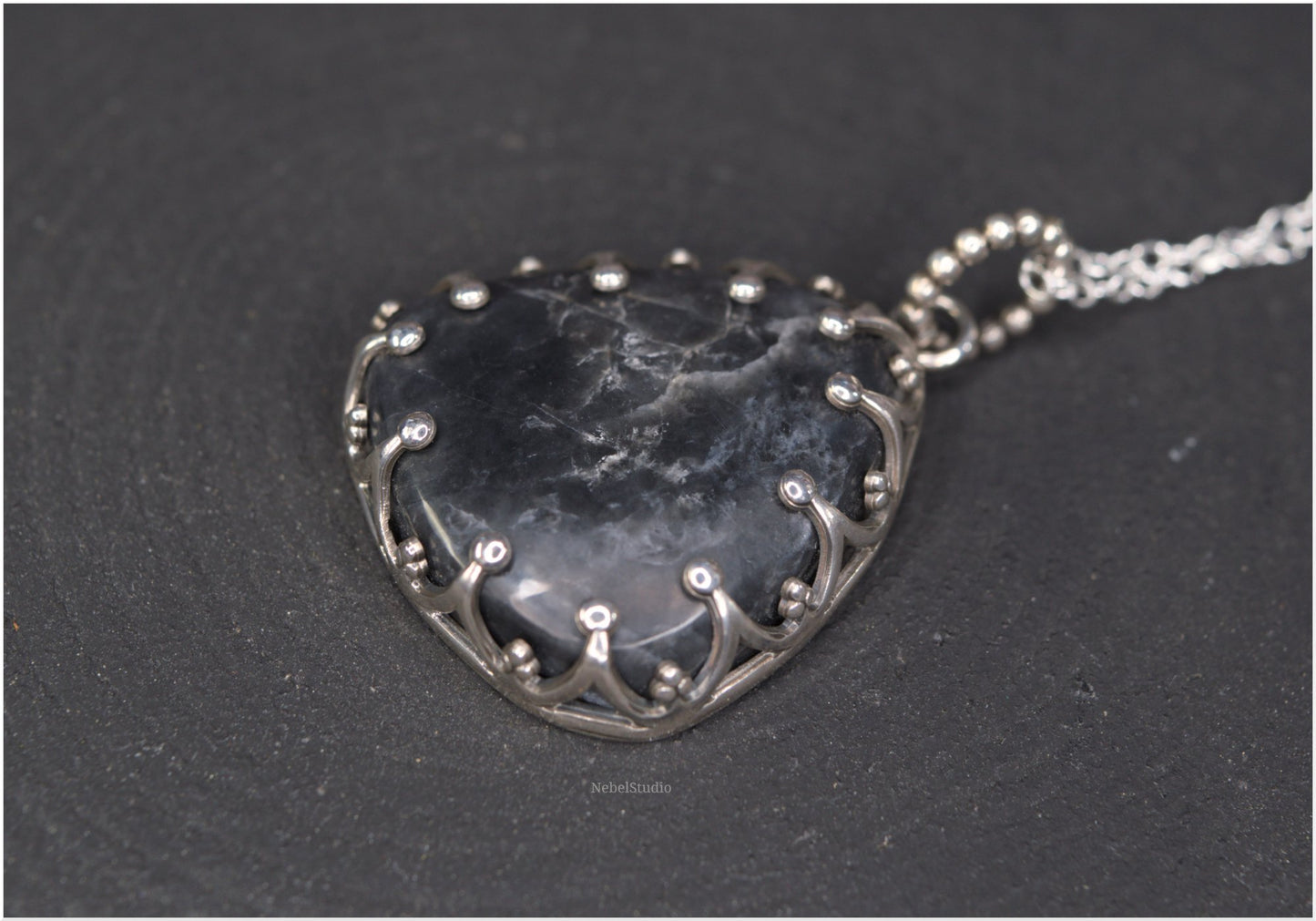 Storm Silver Black Quartz Pendant