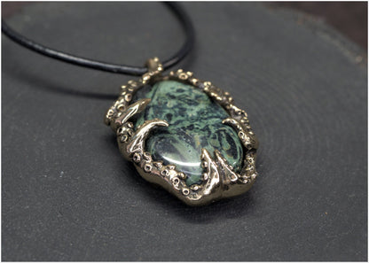 Pendant Pulp Nouveau Bronze and Kambaba Jasper OOAK 4