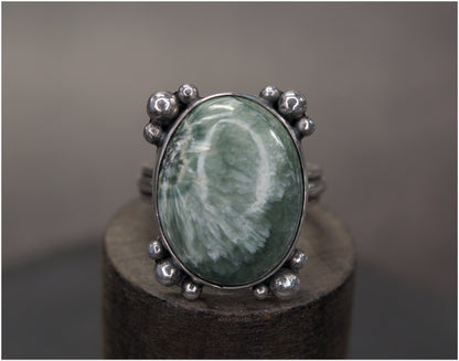Anillo Plata y serafinita -Pieza única - Talla 6 US