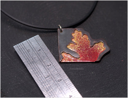 Oak green brass big pendant enamel