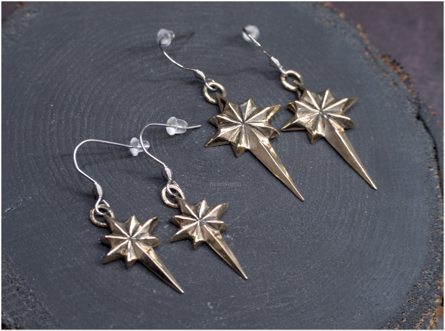 Pendientes estrella sencilla Ad Astra tamaño grande bronce