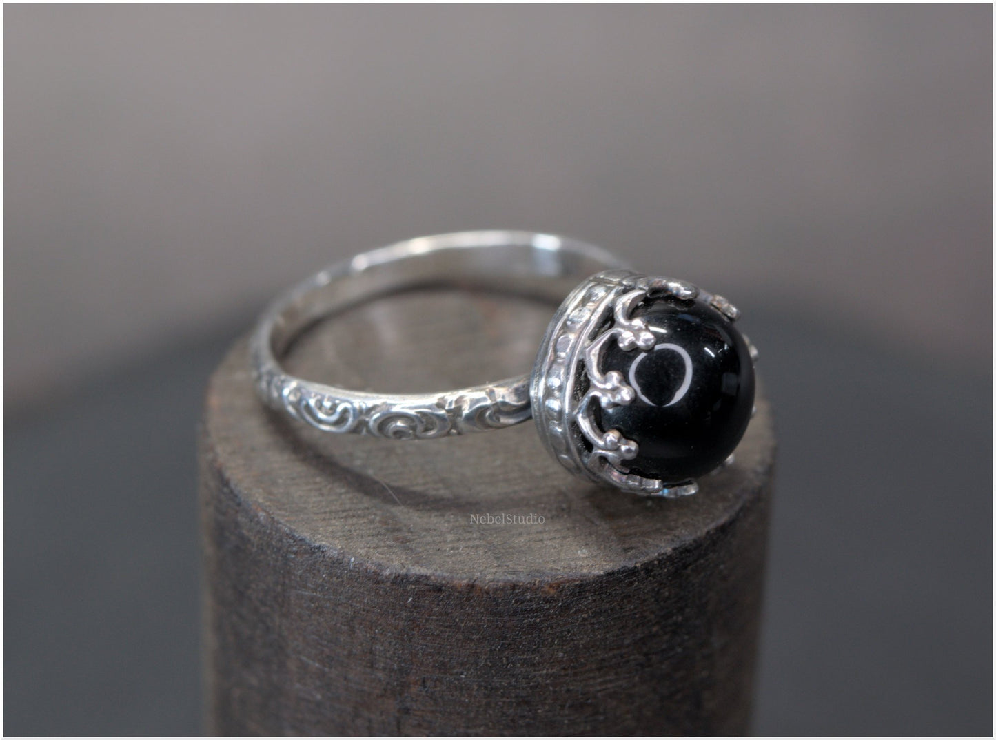 Anillo Plata y ónice -Pieza única - Talla 6 US