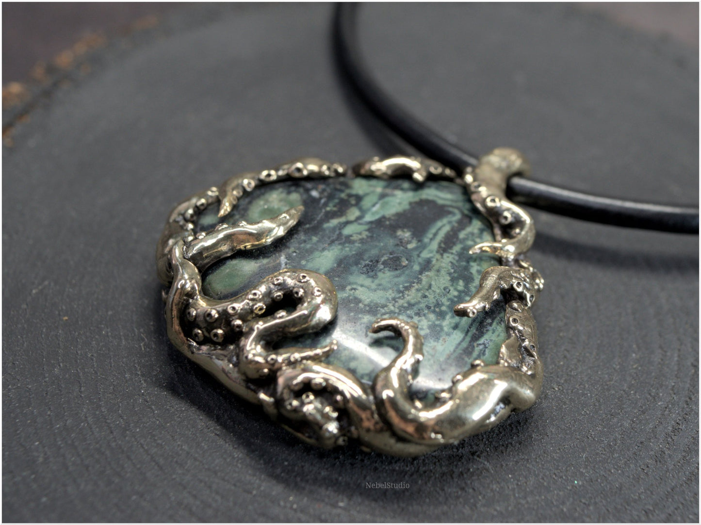Pendant Pulp Nouveau Bronze and Kambaba Jasper OOAK 5