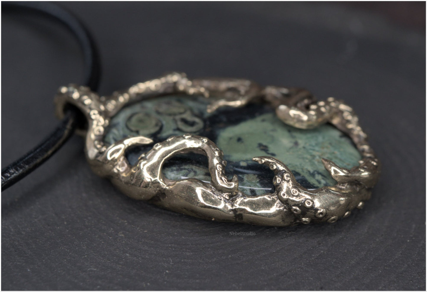 Pendant Pulp Nouveau Bronze and Kambaba Jasper OOAK 2
