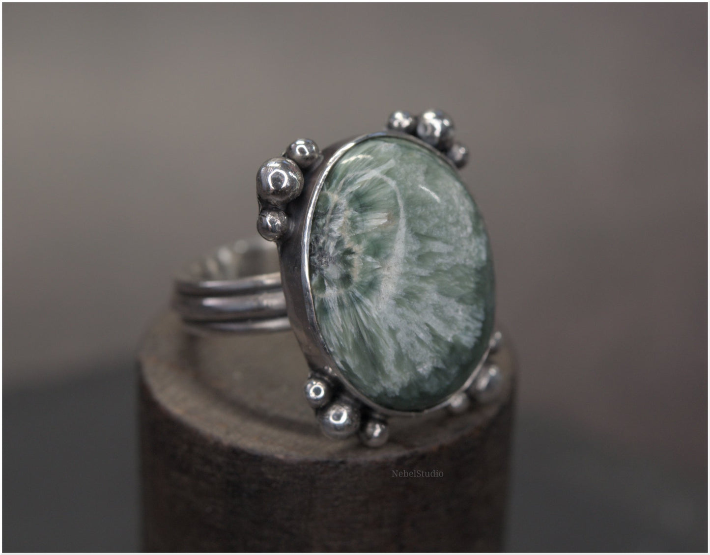 Anillo Plata y serafinita -Pieza única - Talla 6 US