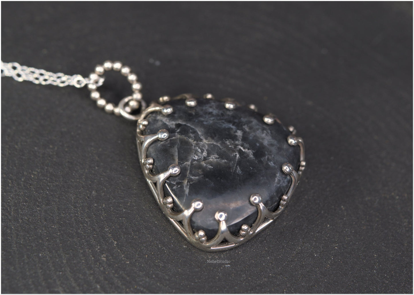 Storm Silver Black Quartz Pendant