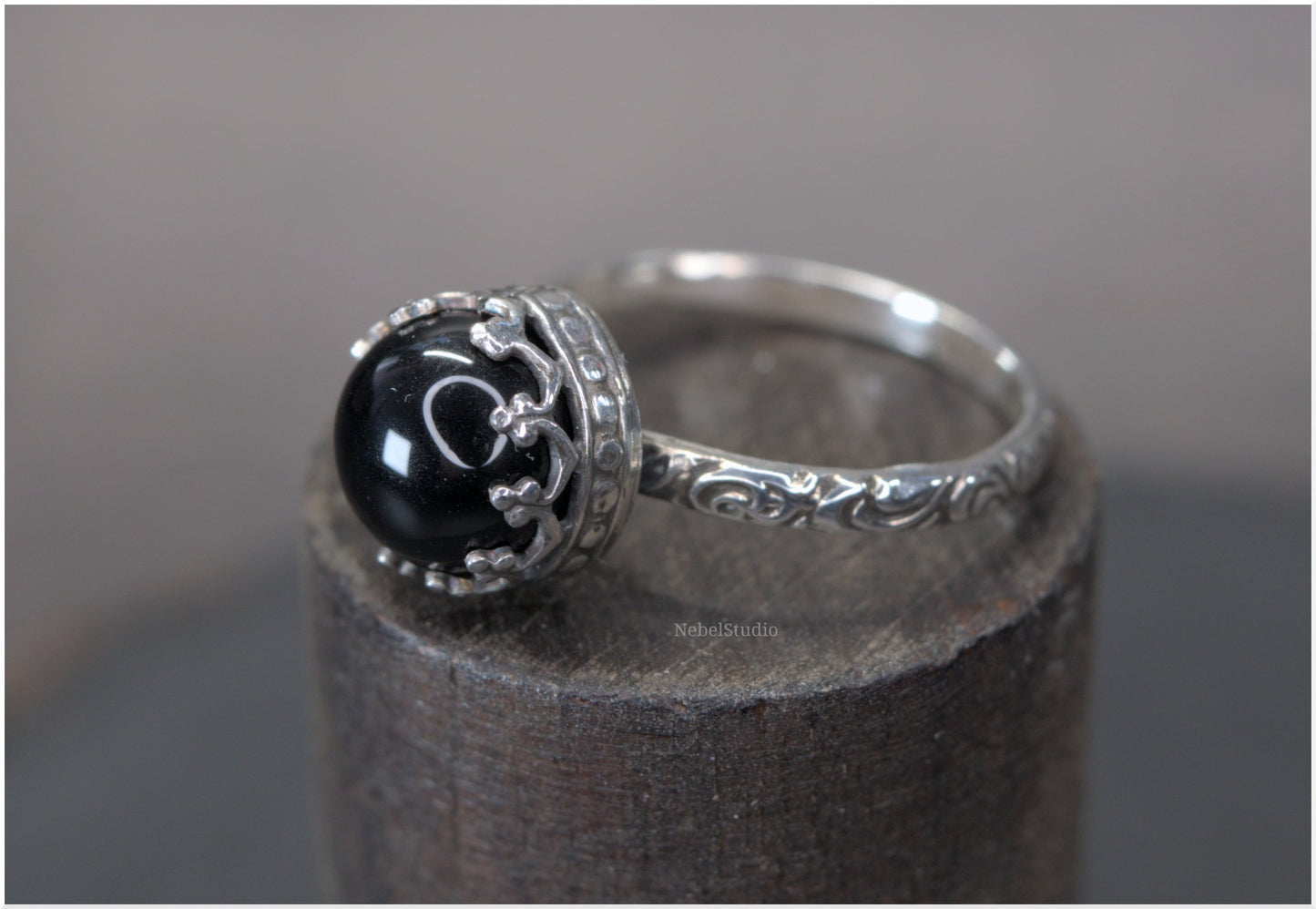 Anillo Plata y ónice -Pieza única - Talla 6 US