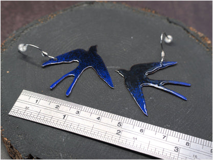 Enamelled Swallow Earrings big size