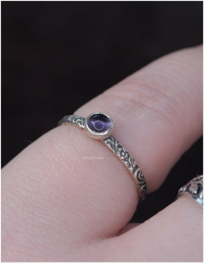 Liquidación - Anillo Rose plata con Amatista