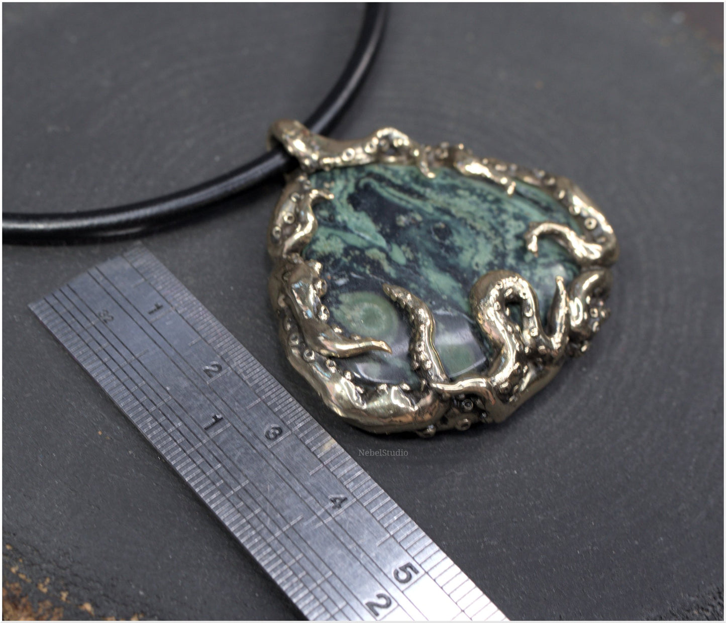 Pendant Pulp Nouveau Bronze and Kambaba Jasper OOAK 5