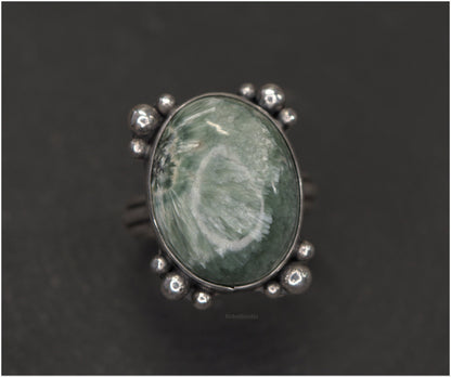 Anillo Plata y serafinita -Pieza única - Talla 6 US
