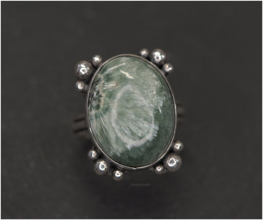 Anillo Plata y serafinita -Pieza única - Talla 6 US
